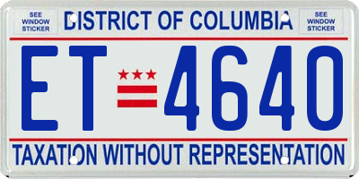 DC license plate ET4640