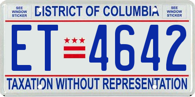 DC license plate ET4642