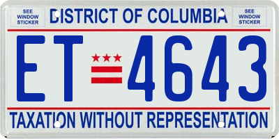 DC license plate ET4643