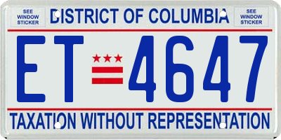 DC license plate ET4647