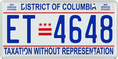 DC license plate ET4648