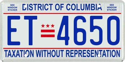 DC license plate ET4650
