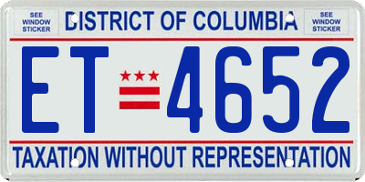 DC license plate ET4652