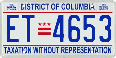 DC license plate ET4653