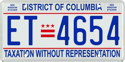 DC license plate ET4654