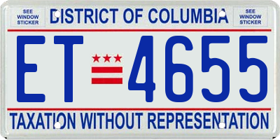 DC license plate ET4655