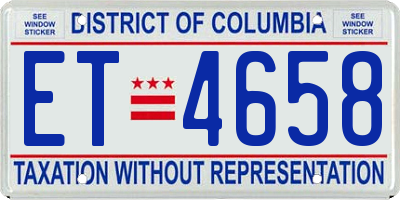 DC license plate ET4658
