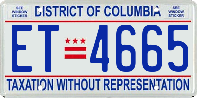 DC license plate ET4665