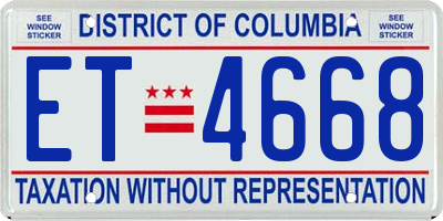 DC license plate ET4668