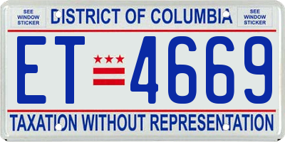 DC license plate ET4669