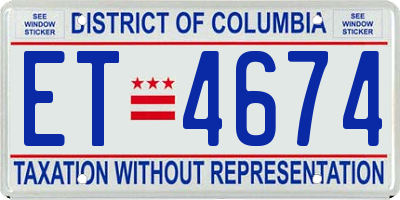 DC license plate ET4674