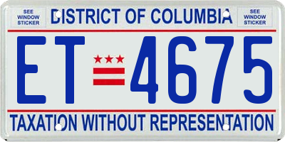 DC license plate ET4675