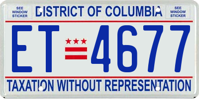 DC license plate ET4677