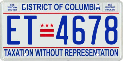DC license plate ET4678