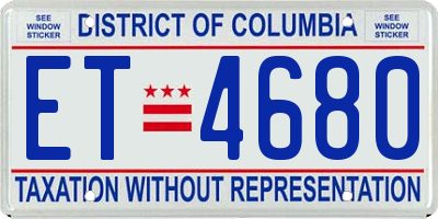 DC license plate ET4680