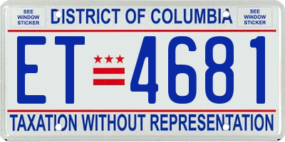 DC license plate ET4681