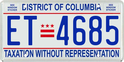 DC license plate ET4685