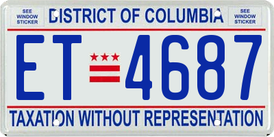 DC license plate ET4687