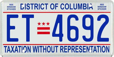 DC license plate ET4692