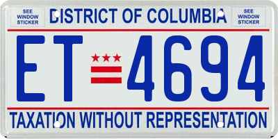 DC license plate ET4694