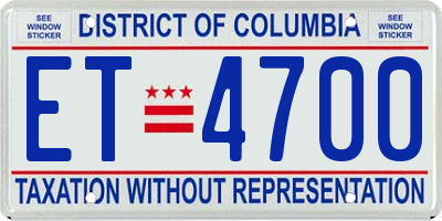 DC license plate ET4700