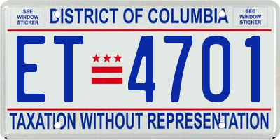 DC license plate ET4701