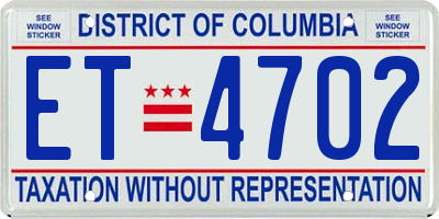 DC license plate ET4702