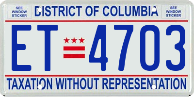 DC license plate ET4703