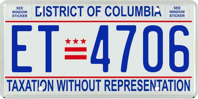 DC license plate ET4706