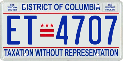 DC license plate ET4707
