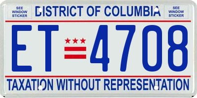 DC license plate ET4708