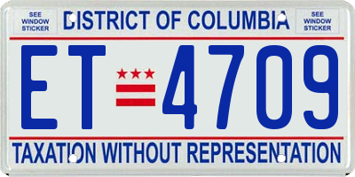 DC license plate ET4709