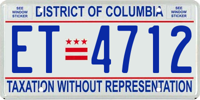DC license plate ET4712
