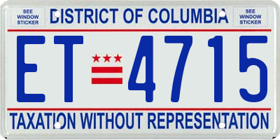 DC license plate ET4715