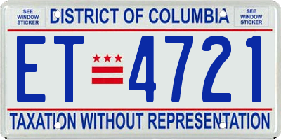 DC license plate ET4721