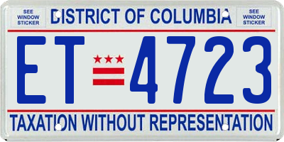 DC license plate ET4723
