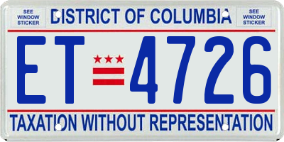 DC license plate ET4726
