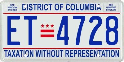 DC license plate ET4728