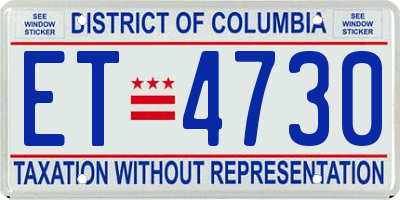 DC license plate ET4730