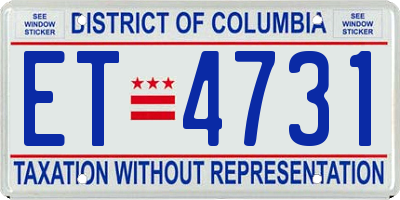 DC license plate ET4731
