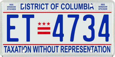 DC license plate ET4734