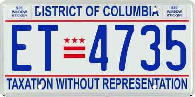 DC license plate ET4735