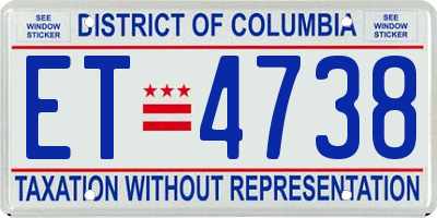 DC license plate ET4738