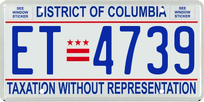 DC license plate ET4739