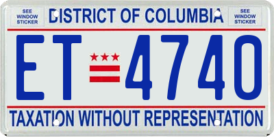 DC license plate ET4740