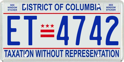 DC license plate ET4742