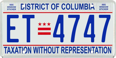 DC license plate ET4747