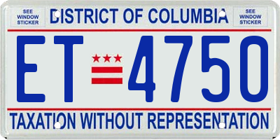 DC license plate ET4750
