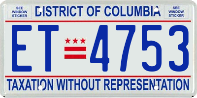 DC license plate ET4753
