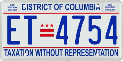 DC license plate ET4754